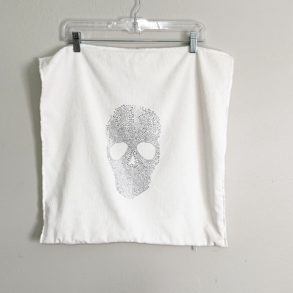 Magaschoni Other - MAGASCHONI HOME White Velvet Rhinestone Skull Pillow Cover Gothic 20” X 20”